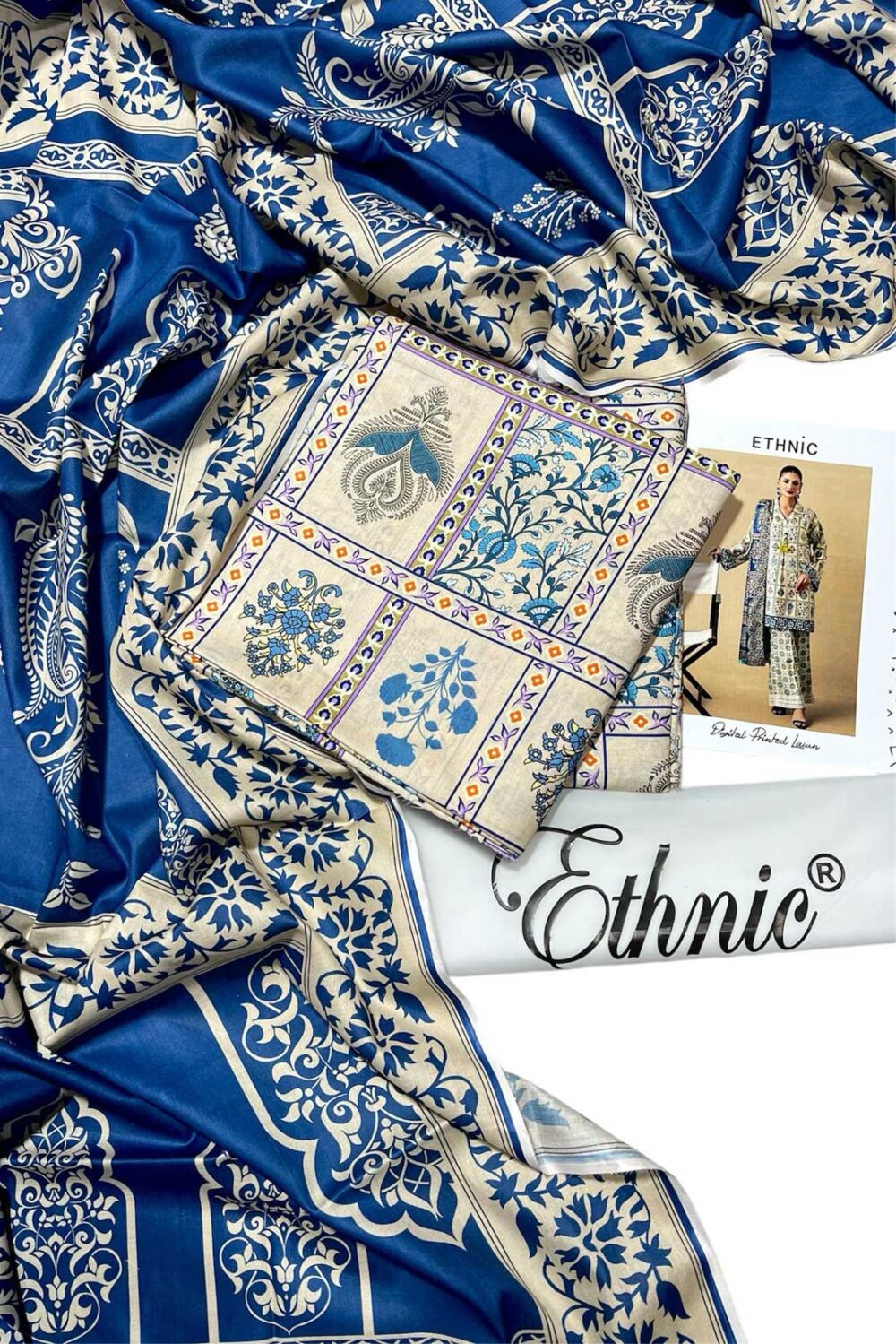 Ethnic Digital Printed Lawn 3-PIECE UNSTITCH ET06